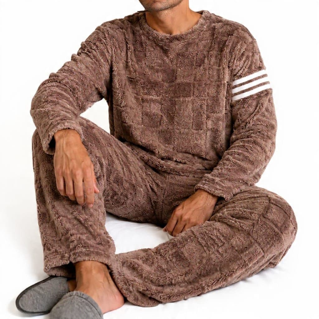 Pijama Polar Térmico para Hombre — Marrón