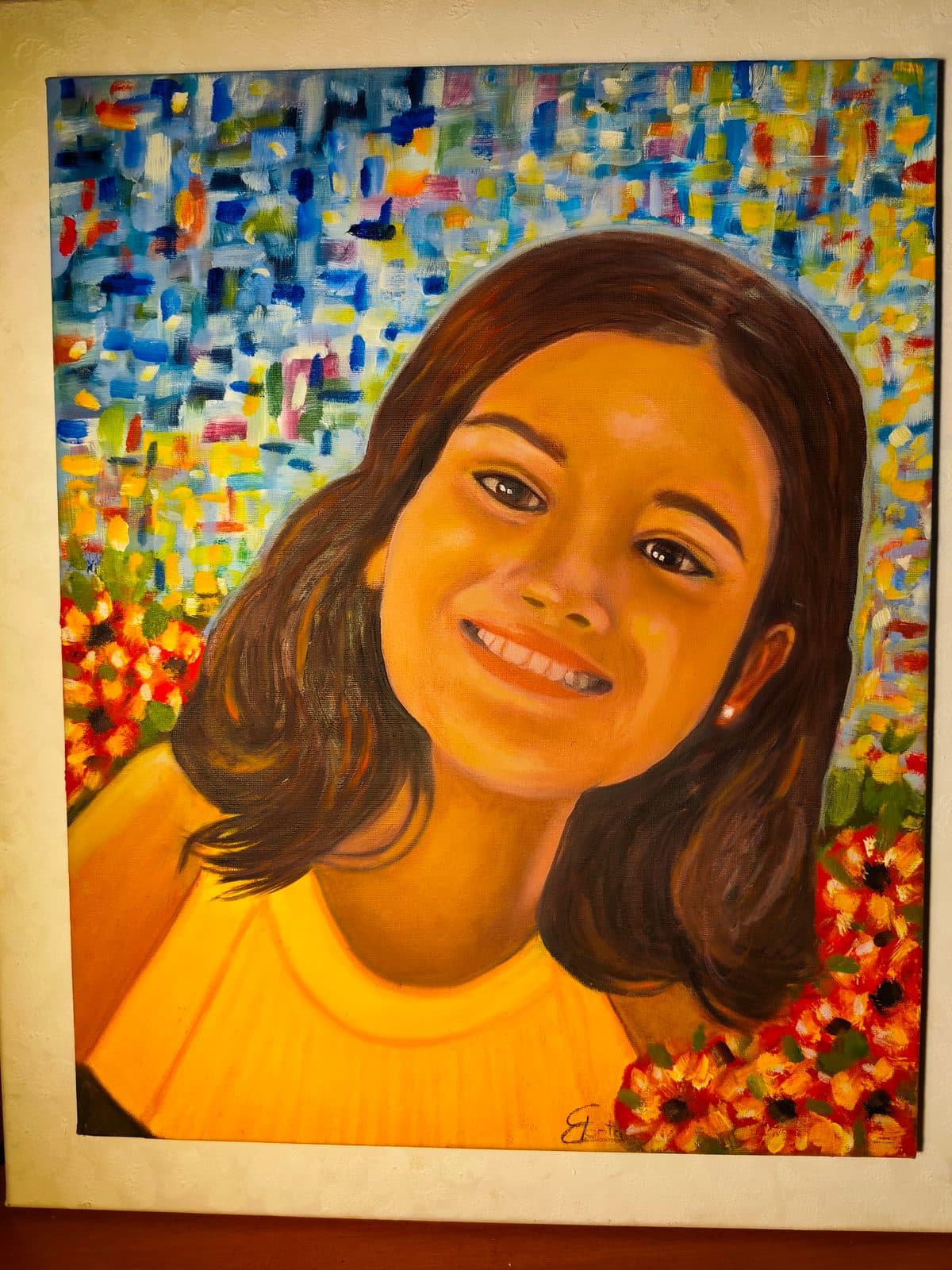 Cuadro al Óleo — Niña en el Jardín